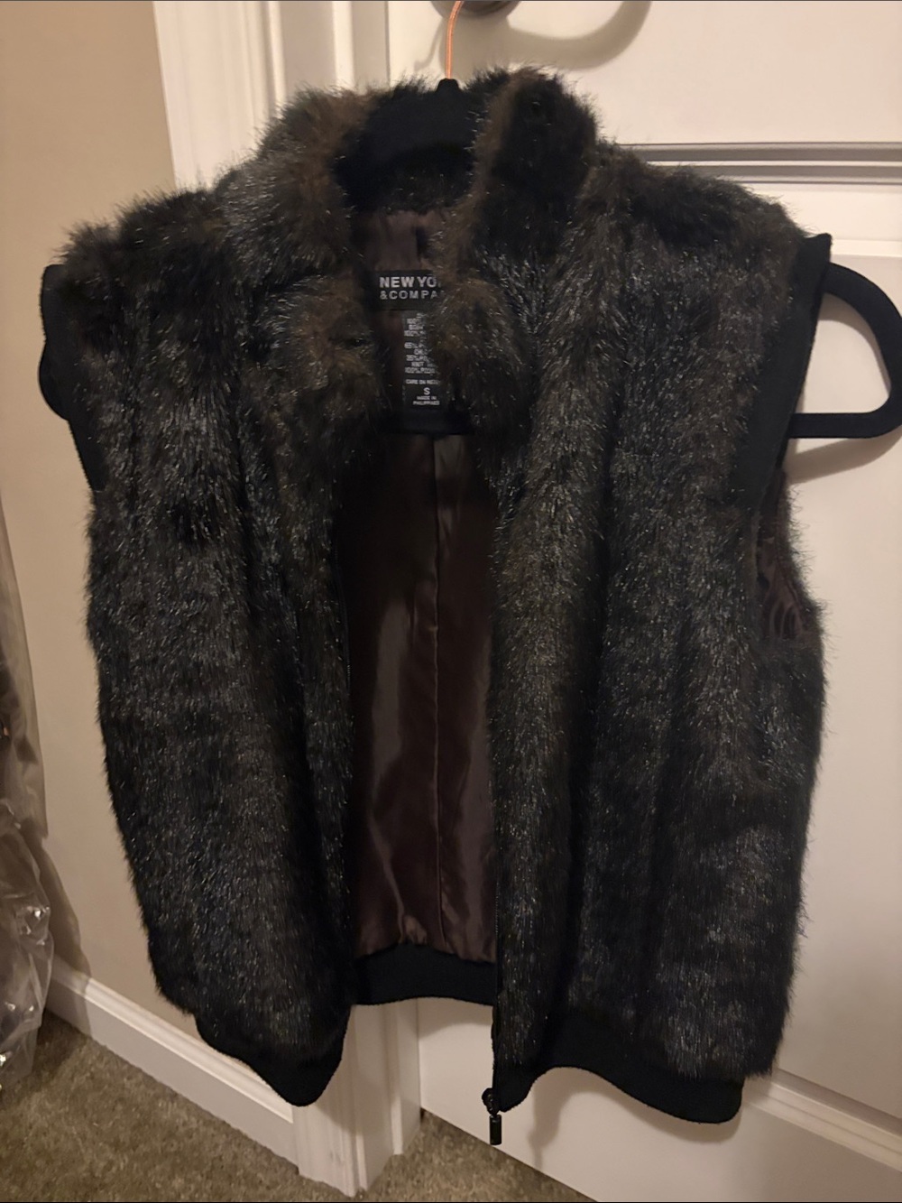 New York & Company Dark Brown Faux Fur Vest